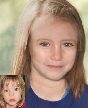 An artist's impression of how Madeleine McCann might look now, aged 9.