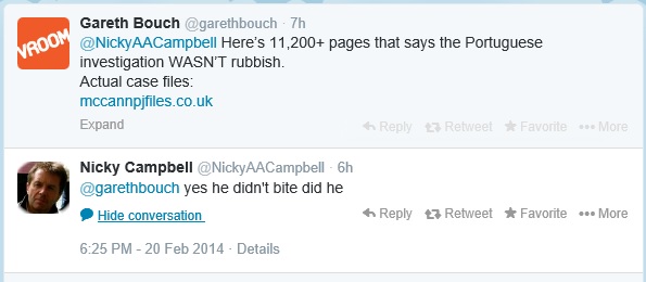Nicky Campbell tweets, 20 February 2014