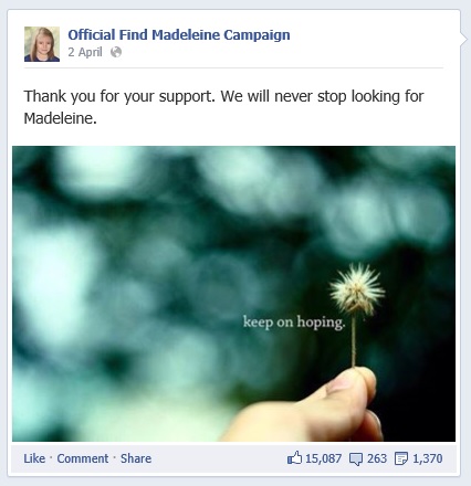 Official Find Madeleine Campaign, 02 April 2014