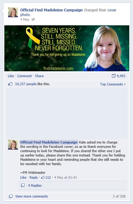 Official Find Madeleine Campaign, 04 May 2014