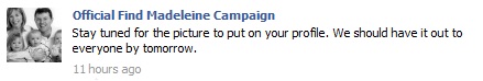 Official Find Madeleine Campaign Facebook entry, 02 May 2011