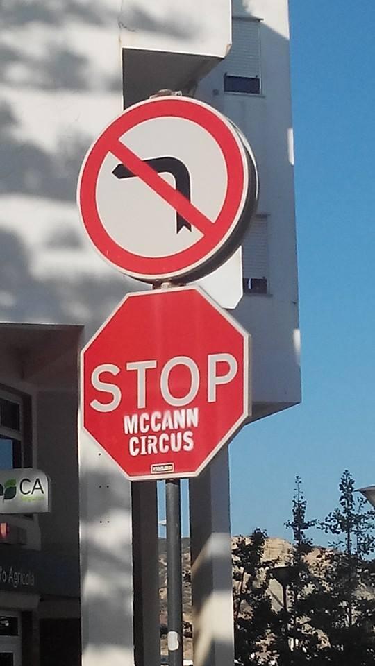 "Stop McCann Circus" street sign