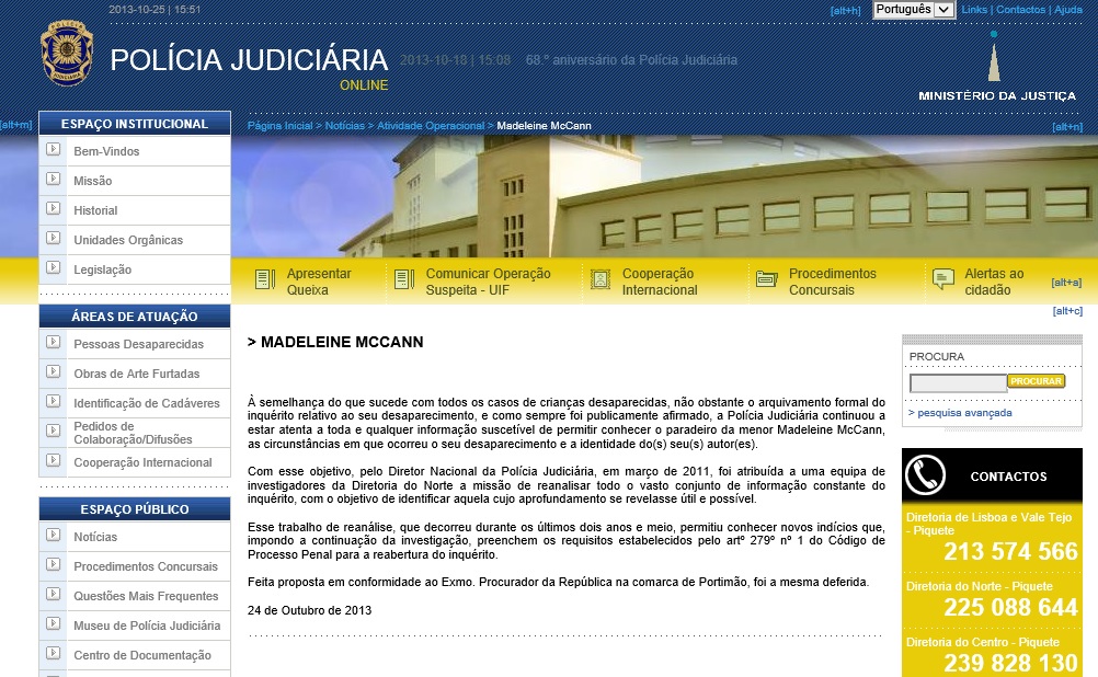Polícia Judiciária press release