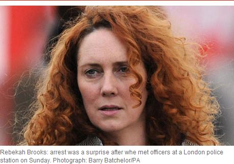 Rebekah Brooks: arrest was a surprise after whe met officers at a London police station on Sunday. Photograph: Barry Batchelor/PA