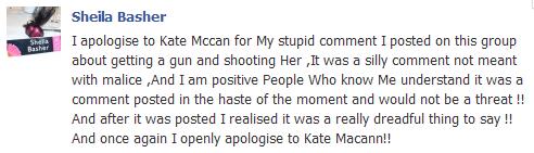 An apology to Kate McCann from Sheila Basher
