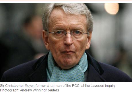 Sir Christopher Meyer, former chairman of the PCC, at the Leveson inquiry.