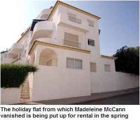 The holiday flat from which Madeleine McCann vanished is being put up for rental in the spring