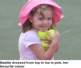 Maddie dressed from top to toe in pink, her favourite colour