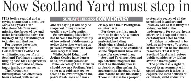 Sunday Express Comment, 11 October 2009