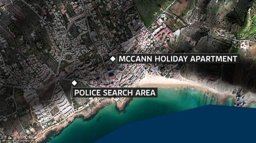 The search area is to the west of where the family stayed on holiday