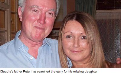Claudia's father Peter has searched tirelessly for his missing daughter