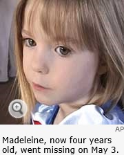 Madeleine, now four years old, went missing on May 3.