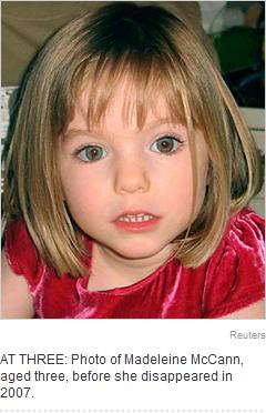 AT THREE: Photo of Madeleine McCann, aged three, before she disappeared in 2007.