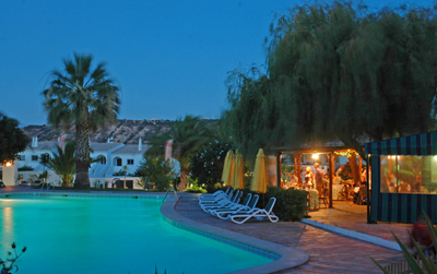 Tapas Restaurant and Ocean Club pool at night