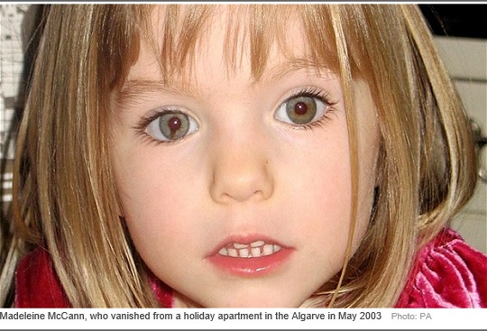 Madeleine McCann, who vanished from a holiday apartment in the Algarve in May 2003  Photo: PA