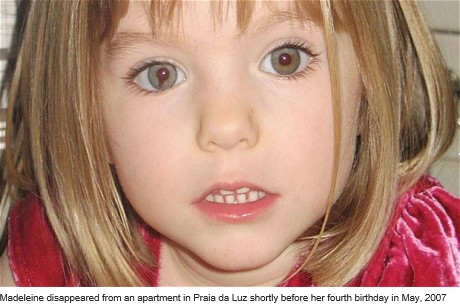 Madeleine disappeared from an apartment in Praia da Luz shortly before her fourth birthday in May, 2007