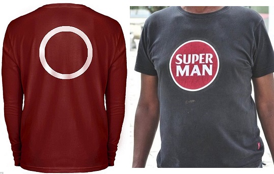 Spot the difference: The Burgundy Top v. The Superman T-shirt