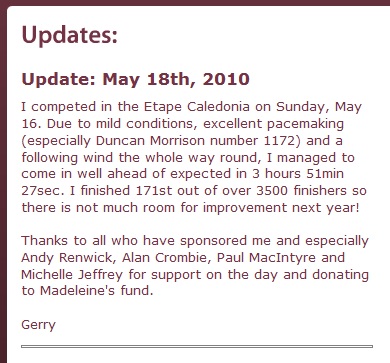 findmadeleine.com update, 18 May 2010