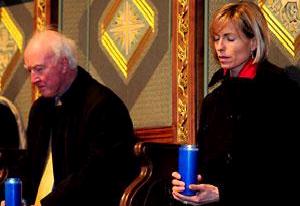 Kate McCann with Peter Lawrence at the candelit vigil for the missing at York Minster